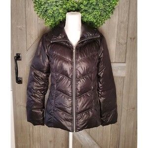 GUESS Women’s Shiny Black Down Puffer Jacket Guess Logo Women's Size Small